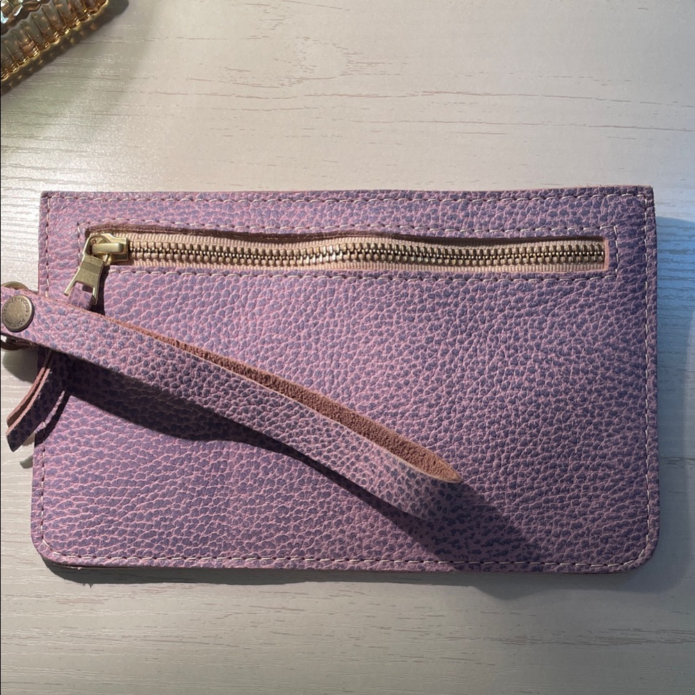 Elegant Pink Leather Wristlet